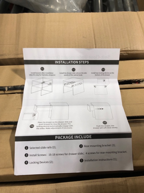 Photo 4 of BAIDICE 6 Pair Undermount Soft Close Drawer Slides 9 12 15 18 21 24 Inch 80 lb Load Capacity Full Extension Hidden Bottom Mount Rails Locking Devices Concealed Ball Bearing Runners 6 Pair 21 Inch