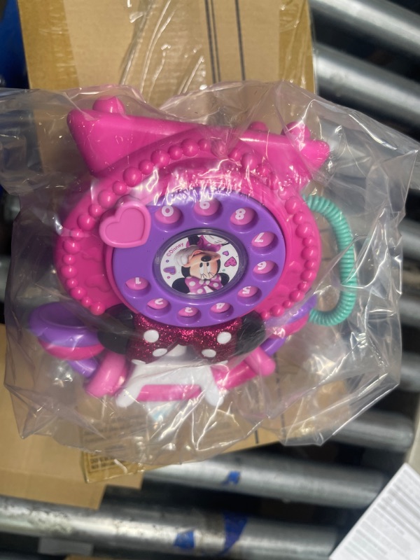 Photo 3 of Disney Junior Minnie Mouse Ring Me Rotary Phone with Lights and Sounds, Pretend Play Phone for Kids, by Just Play,Multi-color,7.5 x 5.75 x 7.75 inches Sparkling Bow-tie