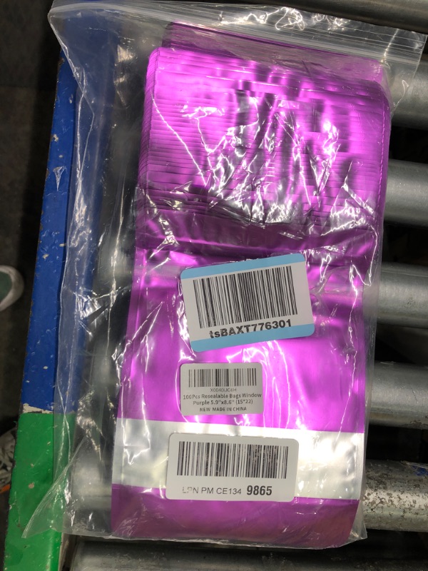 Photo 1 of 100 Pack Smell Proof Bags, 5.9" x 8.6" Resealable Bags with Matte Window, Foil Pouch Stand Up Sealable Bags for Packaging (Purple) 5.9" x 8.6" Purple