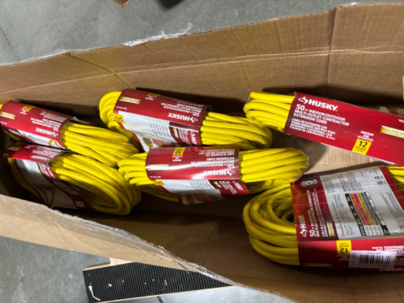 Photo 4 of Husky 50 ft. 12/3 Lighted Triple Tap Extension Cord 6pk