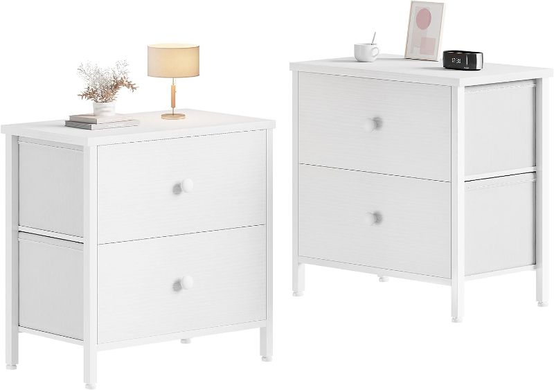 Photo 1 of **USED** BOLUO White Nightstands Set of 2, 2 Drawer Dresser for Bedroom Night Stand Small Dresser End Table with Drawers Modern