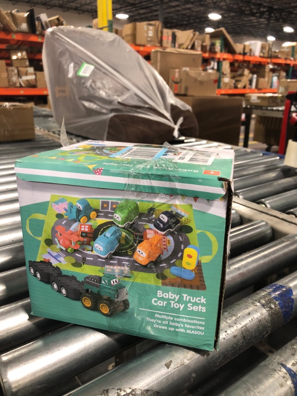 Photo 1 of ALASOU Baby Truck Car Toy with Tractor-Trailor and Playmat/Storage Bag|Baby Toys 12-18 Months|Infant Toys for 1 2 3 Year Old Boy and Girl|1st Birthday Gifts for Toddler Toys Age 1-2 6 Sets with trailor