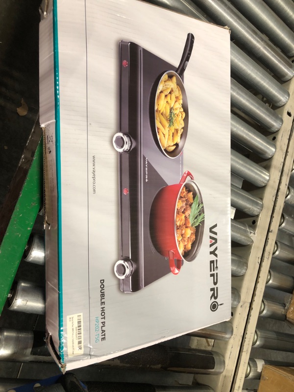 Photo 2 of ** DAMAGED ON CORNER BUT STILL NEW *** Electric Hot Plate for Cooking, Infrared Double Burner,1800W Portable Electric Stove,Heat-up In Seconds,Countertop Cooktop for Dorm Office Home Camp, Compatible with All Cookware