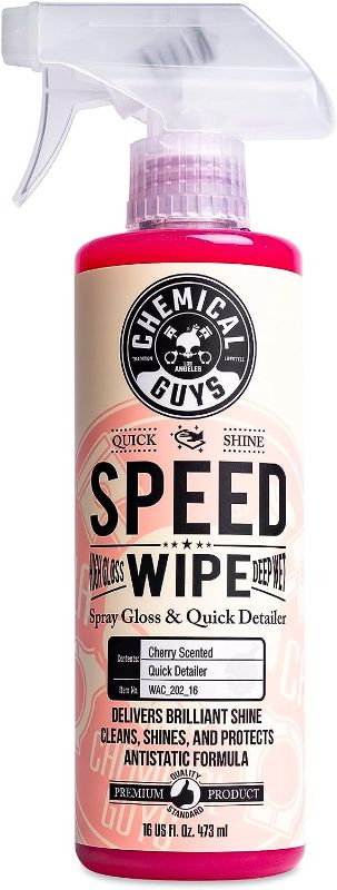 Photo 1 of Chemical Guys WAC_202_16 Speed Wipe Quick Detailer (16 oz) MIC_506_03 Professional Grade Premium Microfiber Towels, Gold 16" x 16", Pack of 3 Cherry + Microfiber 16 oz