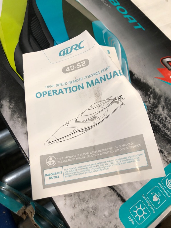 Photo 1 of 4DRC S2 High Speed RC Boats with LED Lights & 2 Batteries, 30+ mph Remote Control Boat for Pools and Lakes, Capsize Recovery, Low Battery Reminder,2.4Ghz Racing Boats for Adults Kids,Green