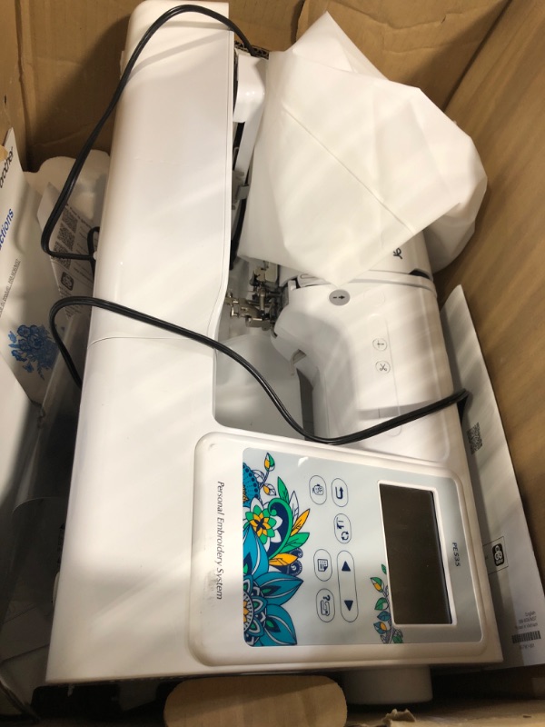 Photo 3 of ***FOR PARTS ONLY***

Brother PE535 Embroidery Machine, 80 Built-in Designs, 4" x 4" Hoop Area, Large 3.2" LCD Touchscreen, USB Port, 9 Font Styles