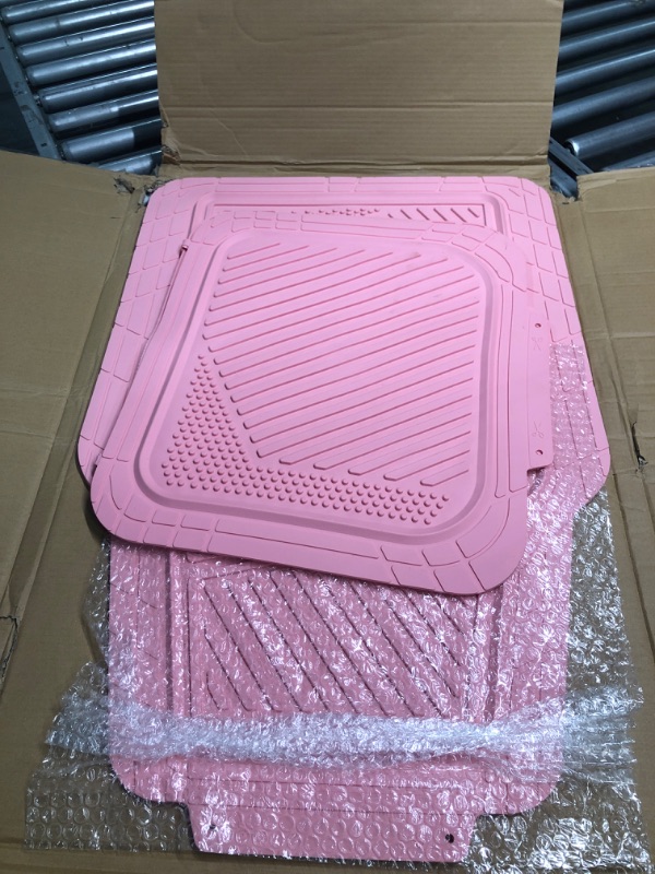 Photo 3 of CAR PASS Heavy Duty Rubber Floor Mats Pink 4-Piece Car Mat Set - Universal Waterproof Floor Mats for Car SUV Truck, Durable All-Weather Mats(All Pink)