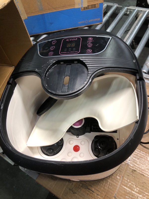 Photo 1 of ACEVIVI Foot Spa Bath Massager with Heat, Temperature Control, Motorized Pumice Stone, Red Light, and Bubbles, Pedicure Foot Spa with Timer, Automatic Massage Rollers for Feet Stress Relief, Black