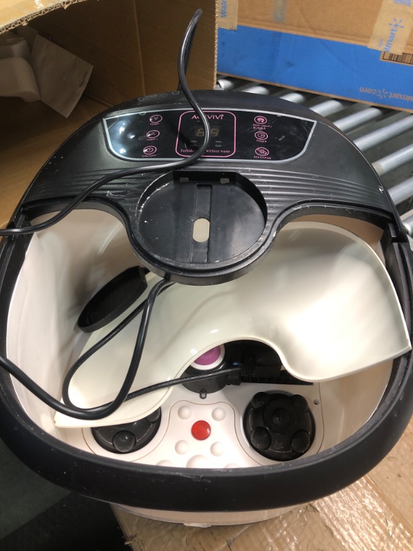 Photo 1 of ACEVIVI Foot Spa Bath Massager with Heat, Temperature Control, Motorized Pumice Stone, Red Light, and Bubbles, Pedicure Foot Spa with Timer, Automatic Massage Rollers for Feet Stress Relief, Black