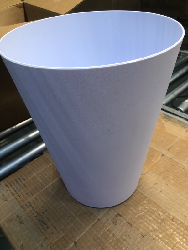 Photo 3 of Bloem Tall Finley Tapered Round Planter: 14" - Casper White - Matte Textured Finish, 100% Recycled Plastic Pot, for Indoor and Outdoor Use, Gardening, 4 Gallon Capacity