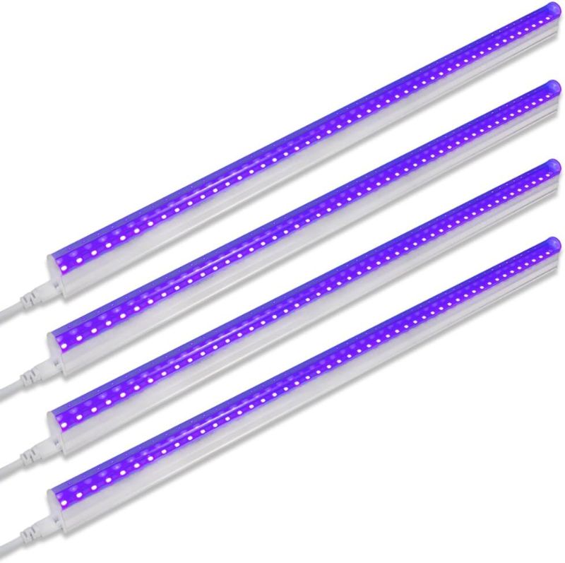 Photo 1 of Barrina UV LED Blacklight Bar, 9W 2ft, T5 Integrated Bulb, Black Light Fixture for Blacklight Poster Halloween Decorations and Christmas Party, Fun Atmosphere with Built-in ON/Off Switch(4-Pack)