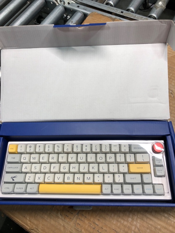 Photo 3 of EPOMAKER TH66 Pro 65% Hot Swappable RGB 2.4Ghz/Bluetooth 5.0/Wired Mechanical Gaming Keyboard with MDA PBT Keycaps, Knob Control for Mac/Win (White Case, Gateron Pro Yellow) Gateron Pro Yellow TH66 Pro White Case