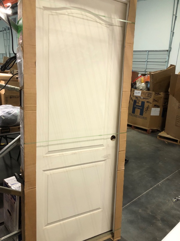 Photo 2 of JELD-WEN 30 in. x 80 in. Camden Primed Left-Hand Textured Solid Core Molded Composite MDF Single Prehung Interior Door