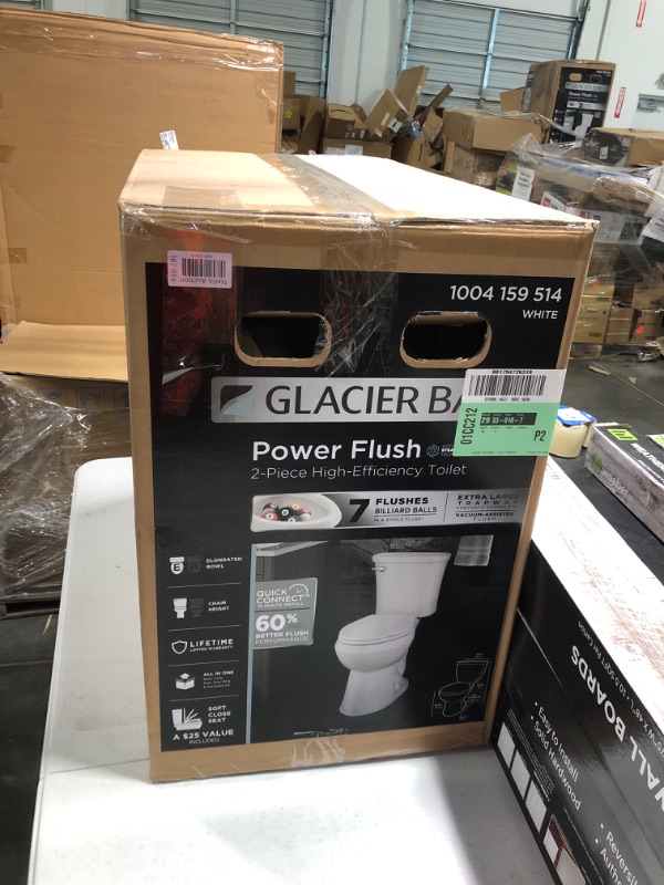 Photo 1 of Power Flush 2-Piece 1.28 Gallons Per Flush GPF Single Flush Elongated Toilet in White with Slow-Close Seat Included