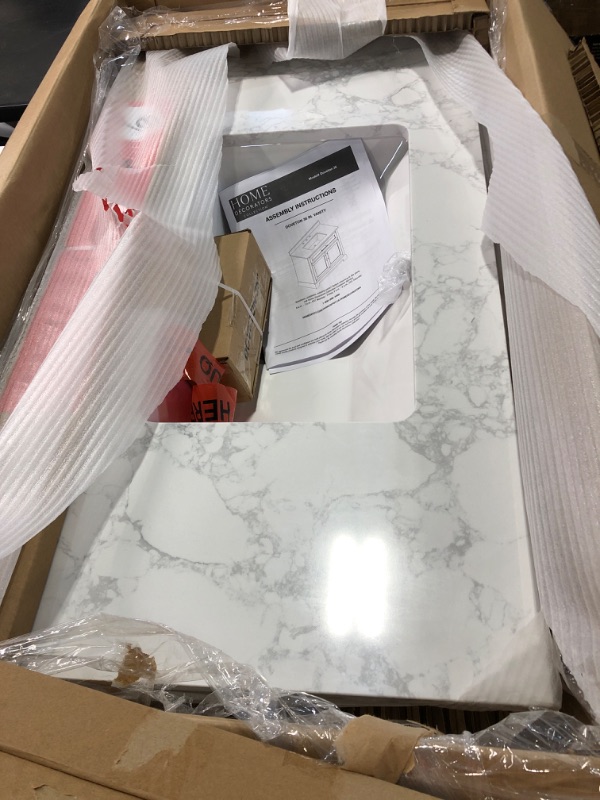 Photo 1 of Home Decorators Collection Doveton 36 in. W x 19 in. D x 34 in. H Single Sink Bath Vanity in White with White Engineered Marble Top