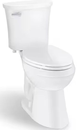 Photo 1 of Glacier Bay Power Flush 2-Piece 1.28 GPF Single Flush Elongated Toilet in White with Slow-Close Seat Included