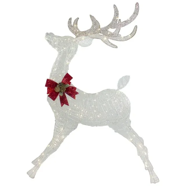 Photo 1 of 56" LED Lighted Reindeer with Glitter Bow Outdoor Christmas Decoration