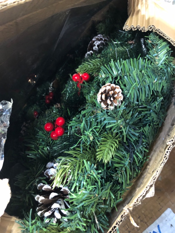 Photo 2 of 30 Inch Super Large Thick Prelit Christmas Wreath Decoration Realistic Feel 80 Colorful Lights Timer 280 Tips Giant 17 Pinecone 60 Red Berry Battery Operated Front Door Xmas Decor Indoor Outdoor Home