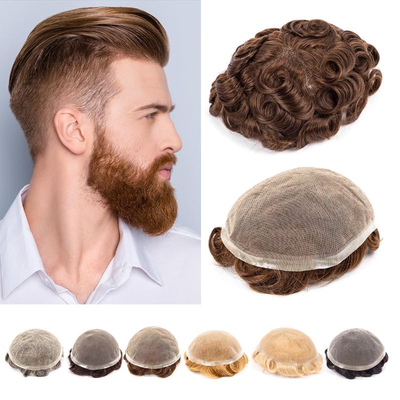 Photo 1 of Originea Beauty DAIXI 8x10 inch Lace Toupee for Men Breathable Lace Hookd and Knotd 100% European Human Hair, Natural Hairline Lace Hairpiece for Men Hair Replacement System #4 Color