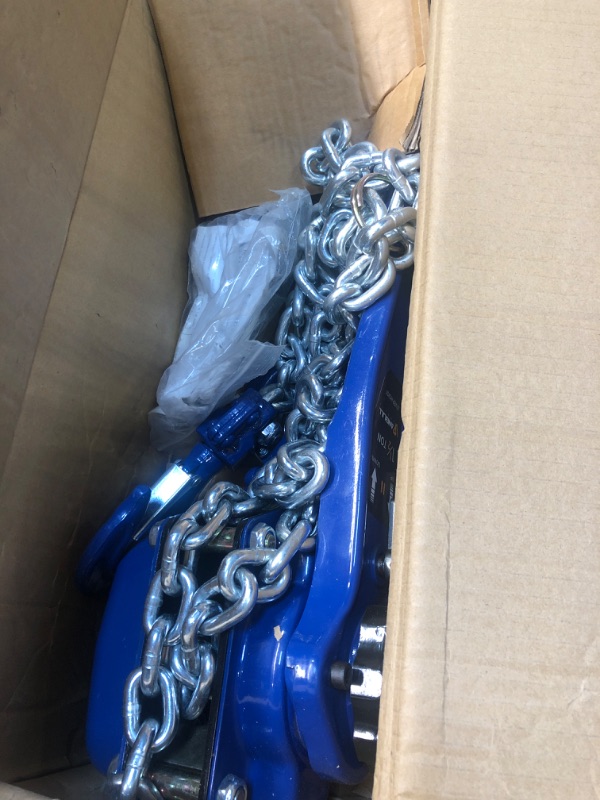 Photo 2 of ANBULL Lever Chain Hoist, 3300LBS 10FT 1.5T 3M Manual Ratchet Chain Puller Hoist w/Portable Hooks for Building Garages Warehouse Automotive Machinery