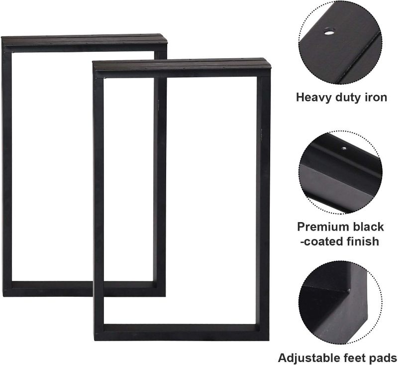 Photo 3 of HOMEKAYT Black Metal Table Legs Desk Leg Industrial Table Legs,Coffee Table Legs, DIY Cast Iron Bench Legs(Without Boards)