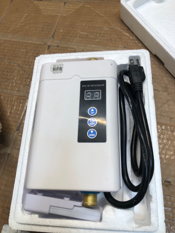 Photo 3 of **USED NEEDS CLENED AND SMALL** 3000W Tankless Water Heater Electric,110V Electric Water Heater With Digital Display, Instant Hot Water Heater On Demand Water Heater Under Sink With Remote Control, LCD Touch Screen tankless Water Heat White