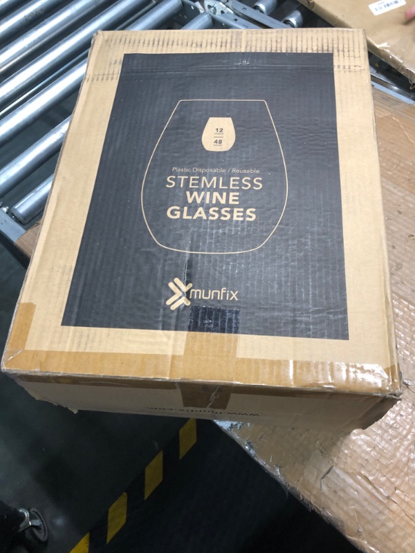 Photo 1 of 48 Pack Plastic Stemless Wine Glasses Disposable 12 Oz Clear Plastic Wine Cups Shatterproof Recyclable and BPA-Free