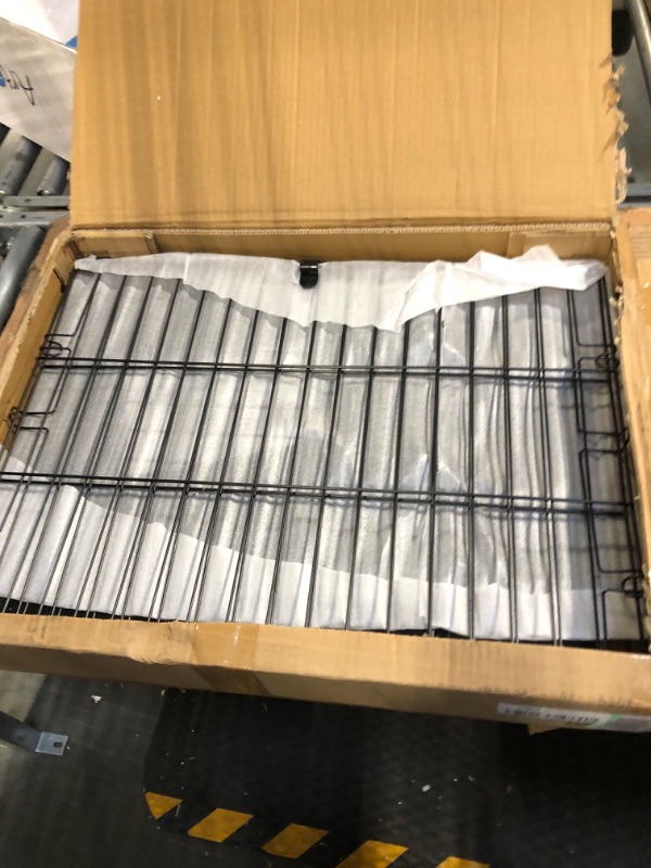 Photo 1 of **USED** AMAN Dog Crates with Dog Crate Topper Wood for Small Dogs Indoor Outdoor, Foldable Metal Wire Dog Cage Double Door with Leak-Proof Plastic Pan and Tassel Curtain, 24 inches Dog Crate Furniture