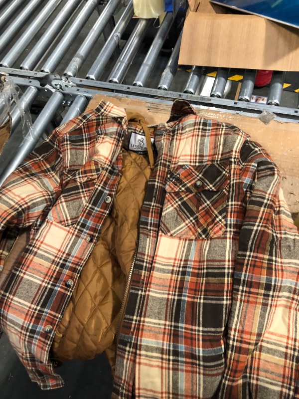 Photo 1 of DOSLAVIDA Men's Flannel Shirt Jacket Quilted Lined Winter Coat Long Sleeve Button Dwon Shirt Warm Hooded Plaid Jacket SM