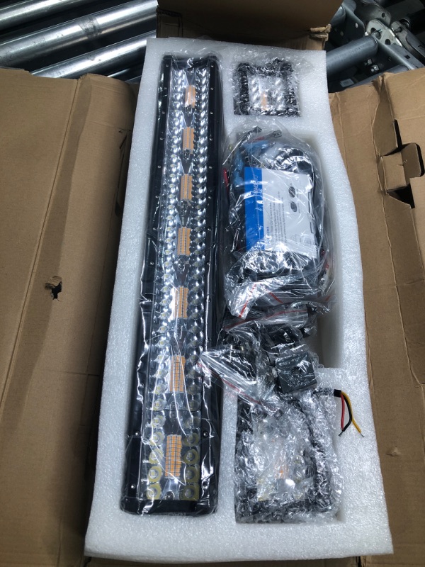 Photo 3 of NAOEVO 20Inch 420W LED Light Bar 2PCS 4Inch 120W Light Pods Amber White Strobe Off Road Lighting 6 Modes Memory Reset Function Fog Driving Work Light with Wiring Harness Kit for Truck Boat 20in+4in