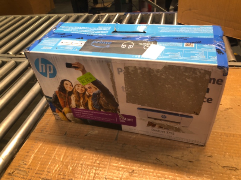 Photo 2 of HP DeskJet 3755 Compact All-in-One Wireless Printer, HP Instant Ink, Works with Alexa - Blue Accent (J9V90A) Blue Printer