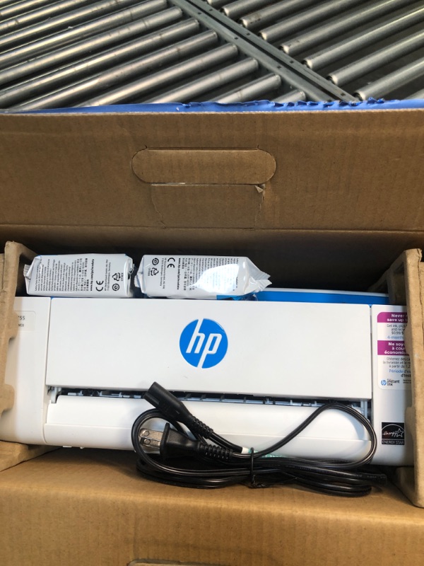 Photo 3 of HP DeskJet 3755 Compact All-in-One Wireless Printer, HP Instant Ink, Works with Alexa - Blue Accent (J9V90A) Blue Printer