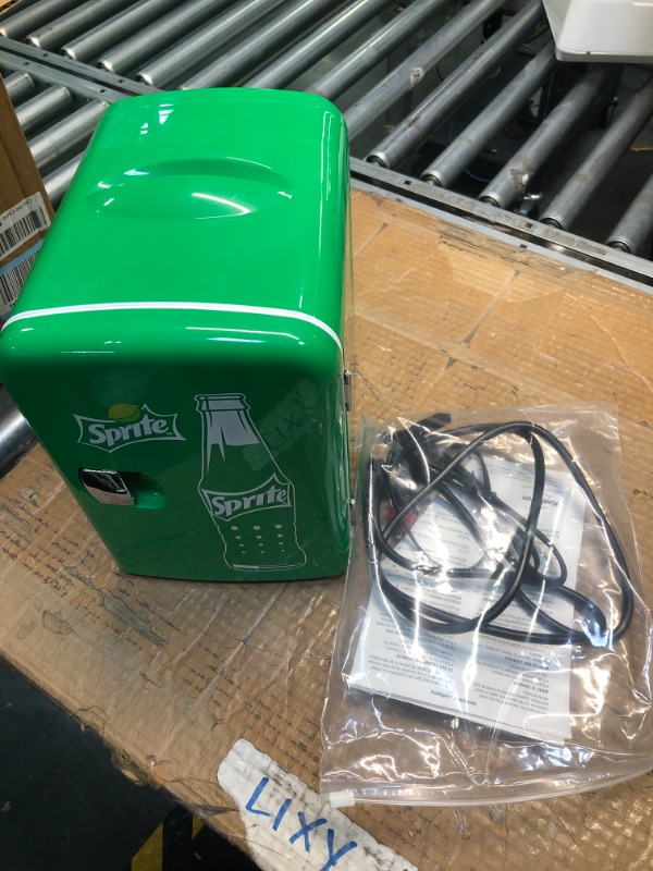 Photo 1 of Coca-Cola Sprite 4L Portable Cooler/Warmer, Compact Personal Travel Fridge for Snacks Lunch Drinks Cosmetics, Includes 12V and AC Cords, Cute Desk Accessory for Home Office Dorm Travel, Green