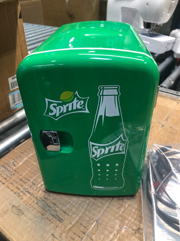 Photo 1 of Coca-Cola Sprite 4L Portable Cooler/Warmer, Compact Personal Travel Fridge for Snacks Lunch Drinks Cosmetics, Includes 12V and AC Cords, Cute Desk Accessory for Home Office Dorm Travel, Green