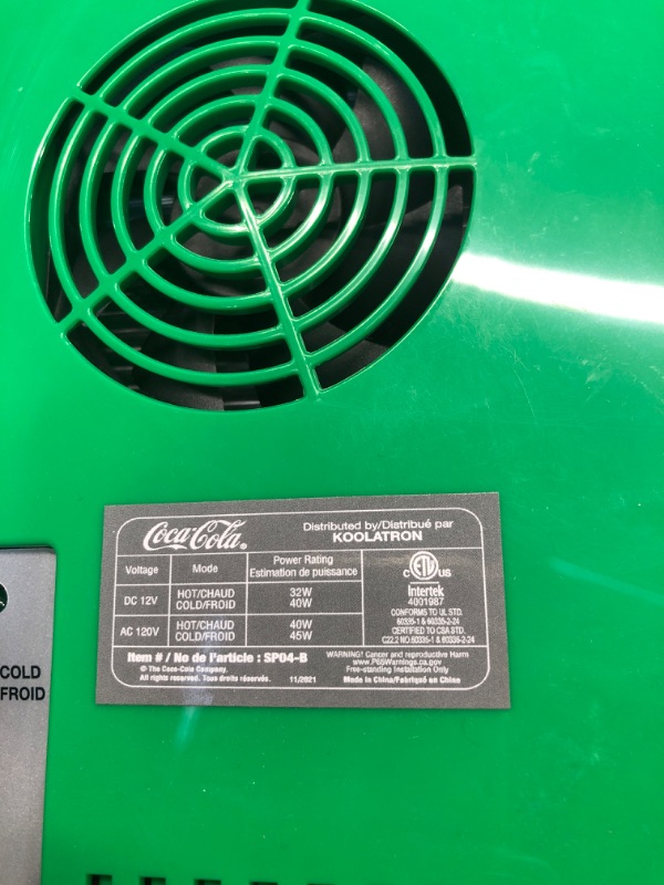 Photo 1 of Coca-Cola Sprite 4L Portable Cooler/Warmer, Compact Personal Travel Fridge for Snacks Lunch Drinks Cosmetics, Includes 12V and AC Cords, Cute Desk Accessory for Home Office Dorm Travel, Green