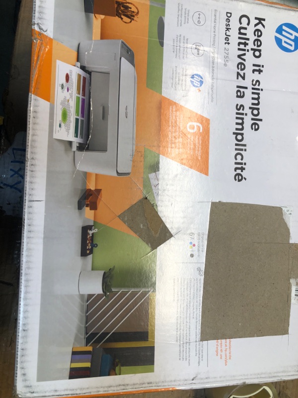 Photo 1 of HP DeskJet 2755e Wireless Color All-in-One Printer with bonus 6 months Instant Ink (26K67A), white