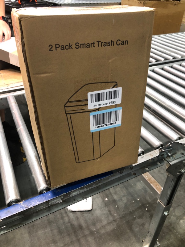 Photo 1 of Anborry Bathroom Automatic Trash Can 2 Pack 2.2 Gallon Touchless Motion Sensor Small Slim Garbage Can with Lid Smart Electric Narrow Waterproof Garbage Bin for Bedroom Office Kitchen (Black) 2 Pack 2.2 Gallon & 2.2 Gallon Black