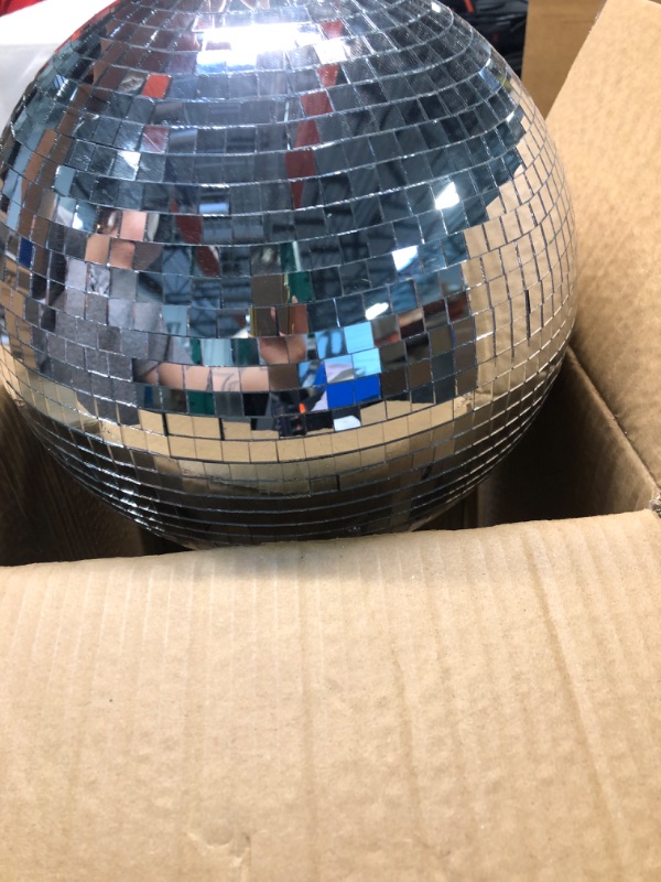 Photo 3 of 16inch Large Disco Ball Mirror Ball for Disco Party Decorations, Disco Ball x 1pc, Replacement Mirror x 15pcs