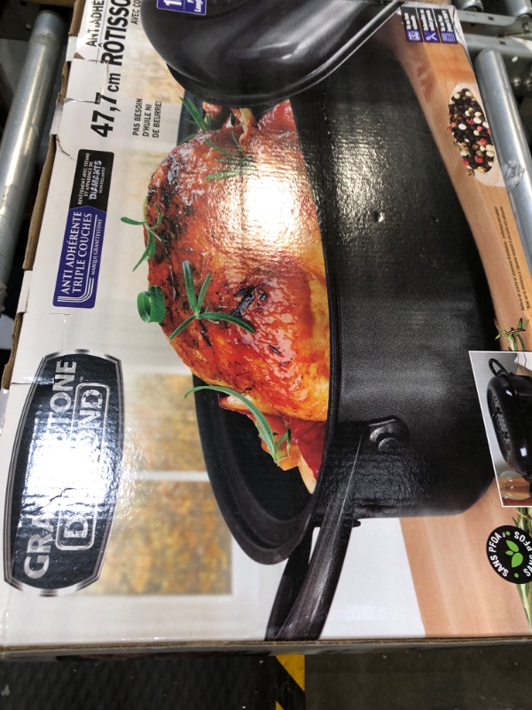 Photo 2 of Granitestone 18.8 Inch XL Turkey Roaster Pan with Lid - Ultra Nonstick Turkey Pan for Oven with Grooved Bottom for Basting, Large Roasting Pan for Oven Serves 6-12 People, Dishwasher Safe, PFOA Free XL-18.8 Inch Roaster