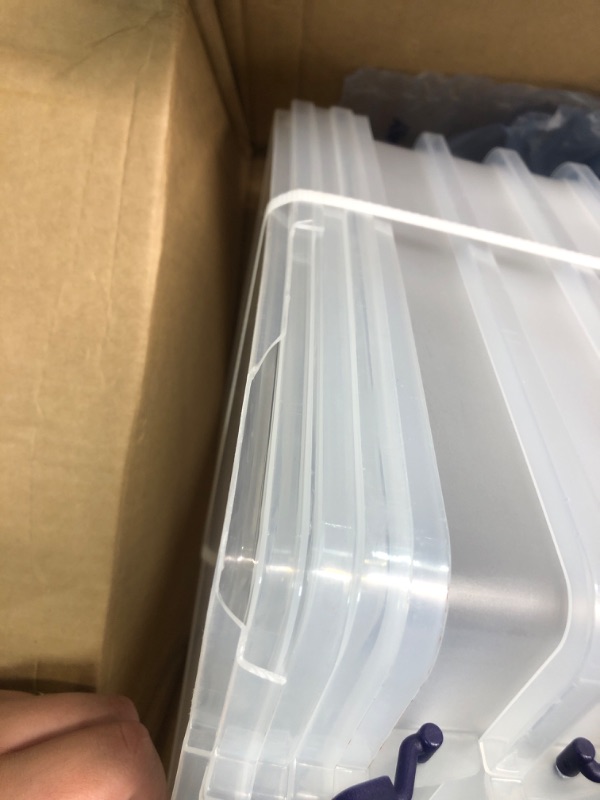 Photo 3 of **Minor Damage**Superio Clear Storage Boxes with Lids, Plastic Container Bins for Organizing, Stackable Crates, BPA Free, Non Toxic, Odor Free, Organizers for Home, Office, School, and Dorm (12 Qt (Deep), 4 Pack) 12 Qt (Deep) 4 Pack