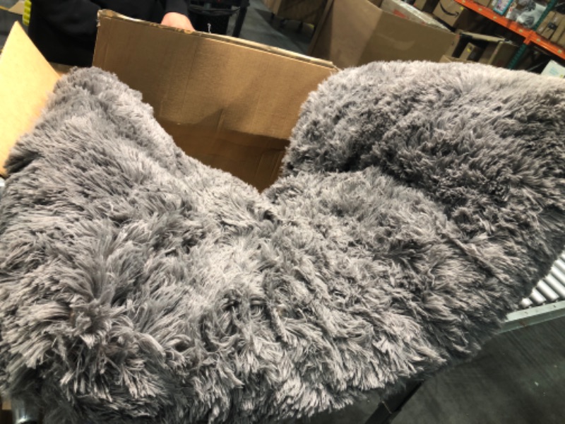 Photo 2 of **Gently Used**WAYIMPRESS Large Dog Bed Crate Pad Mat for Medium Small Dogs&Cats,Fulffy Faux Fur Kennel Pad Comfy Self Warming Non-Slip Dog Beds for Sleeping and Anti Anxiety (36"x23.5"x4, Dark Grey) 36"x23.5"x4 Dark Grey