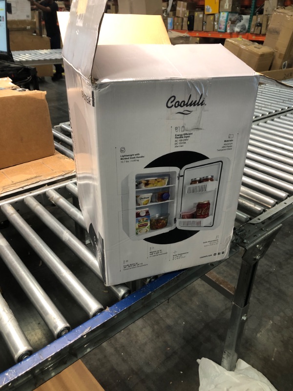 Photo 2 of **New Open**Cooluli 15L Mini Fridge for Bedroom - Car, Office Desk & College Dorm Room - 12v Portable Cooler & Warmer for Food, Drinks, Skincare, Beauty & Makeup - AC/DC Small Refrigerator with Glass Front, White 15 Liter White