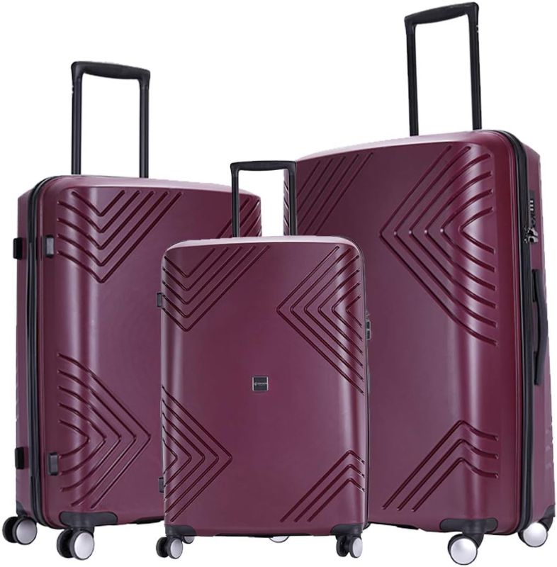 Photo 1 of **minor Damage**GinzaTravel Rune series expandable TSA customs lock PP material business fashion suitcase (Wine Red, 3-Piece Set(20"/24"/28"))
