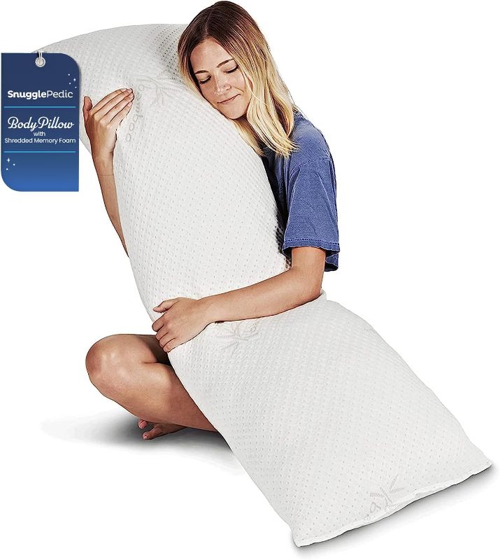 Photo 1 of **New Open**Snuggle-Pedic Body Pillow for Adults - White Pregnancy Pillows w/Shredded Memory Foam - Firm Maternity Side Sleeper Pillow for Adults - Long Cuddle Pillow for Bed - 20x54 Full Body Pillow
