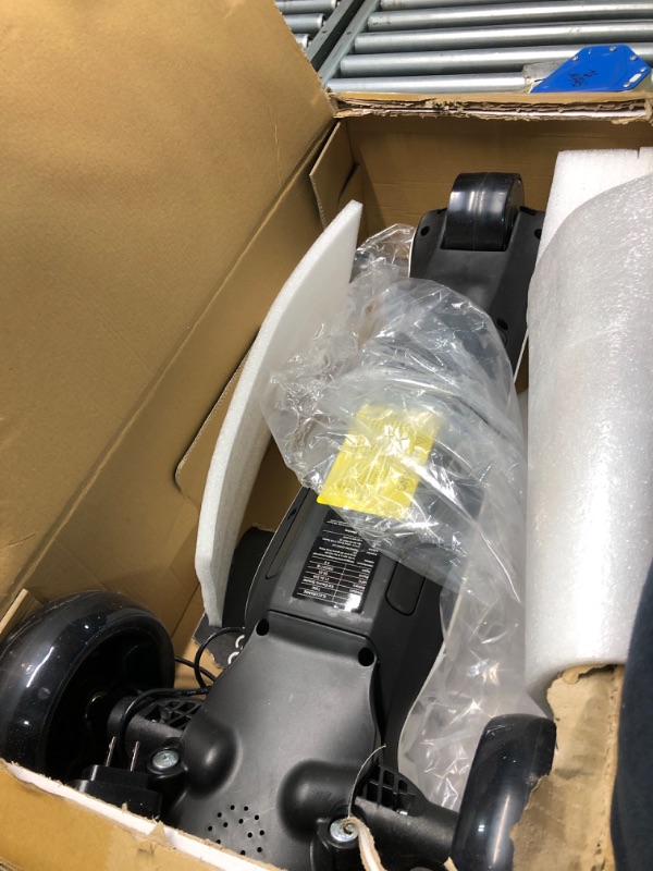 Photo 2 of **Good USed***Elecorange Kid Electric Scooter, Safe Wide Light Up Deck & Wide Wheels, Reliable Thumb Throttle, 3 Adjustable Height, 5Mph Safe Speed, 60min Ride Time, Lightweight, Foldable, Scooter for Kids Ages 3-9 White