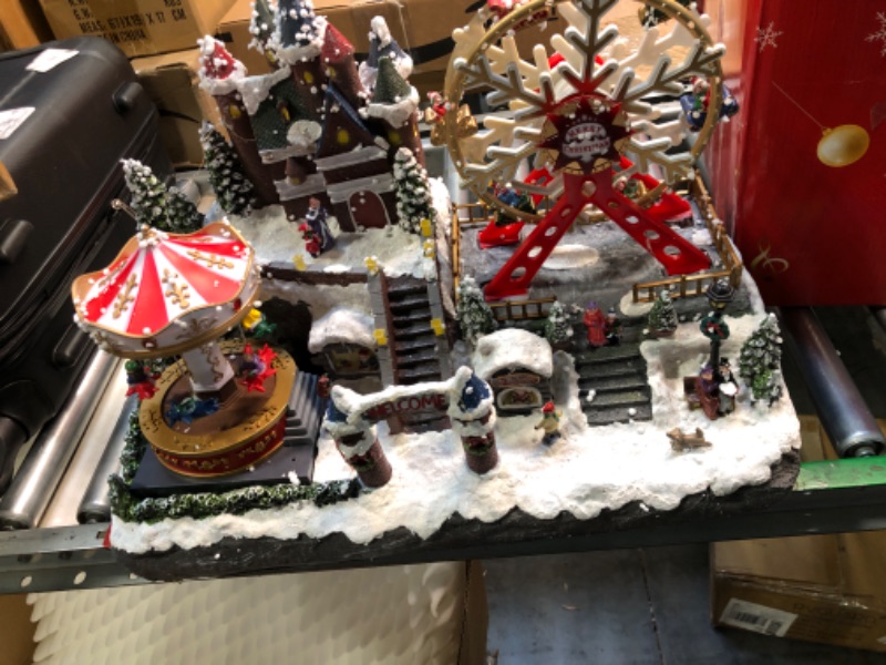 Photo 2 of **good used/Minor damge**allgala Jumbo Crafted Polyresin Christmas Village House Collectable Figurine-Carnival Ferris Wheel-XH93440