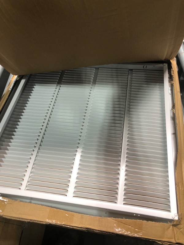 Photo 3 of 20" X 20" Steel Return Air Filter Grille for 1" Filter - Easy Plastic Tabs for Removable Face/Door - HVAC Duct Cover - Flat Stamped Face - White [Outer Dimensions: 21.75 X 21.75] 20 X 20 White