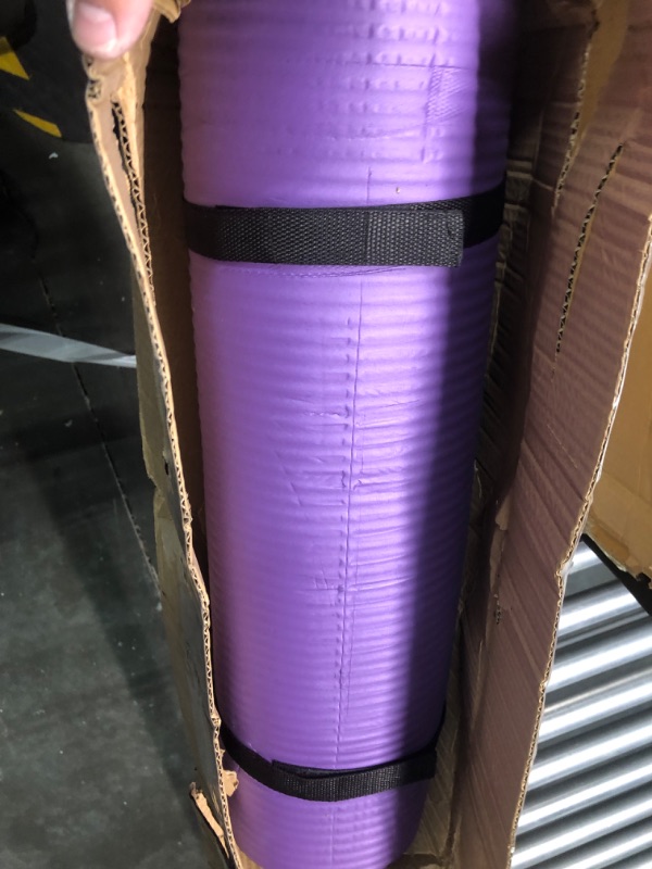 Photo 2 of **Minor Damage**BalanceFrom All Purpose 1/2-Inch Extra Thick High Density Anti-Tear Exercise Yoga Mat with Carrying Strap and Yoga Blocks Purple Mat Only