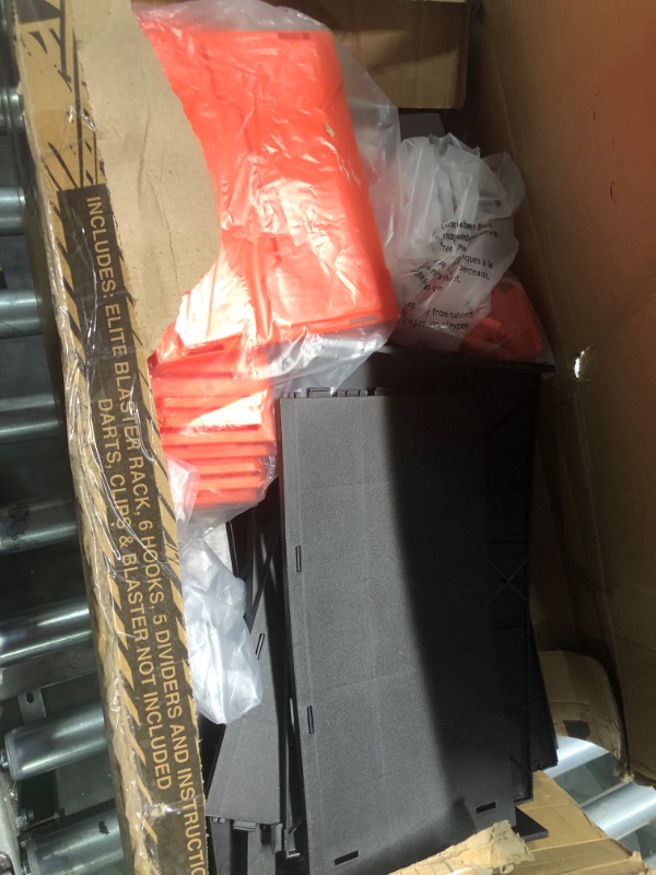 Photo 1 of ***FOR PARTS ONLY***
NERF Elite Blaster Rack - Storage for up to Six Blasters, Including Shelving and Drawers Accessories, Orange and Black - Amazon Exclusive