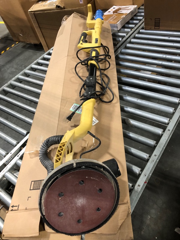 Photo 4 of **HOSE MISSIING**YATTICH Drywall Sander, Electric Motor Sander, 7 Variable Speed, 1000-1850RPM With LED Light, Extendable Handle, 12 Sanding Discs, with Automatic Dust Removal System and Carrying Bag, YT-917 Yellow